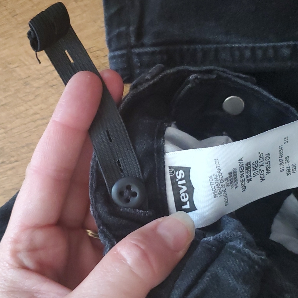 Levi's 511 Slim Cut Black Adjustable Waist Jeans Size Kids 10 - Picture 6 of 8